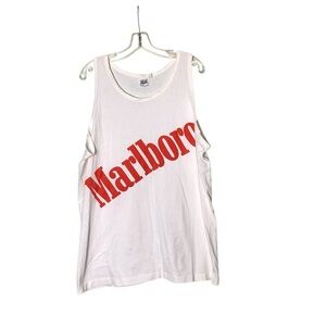 🌵Vintage Marlboro Retro Cowboy White Logo Tank Top Wifebeater Shirt XL🌵